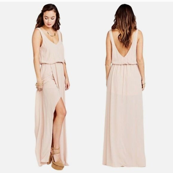 Show Me Your Mumu Kendall Maxi Dress Long women's‎ size Large blush pink flowy - Picture 1 of 9